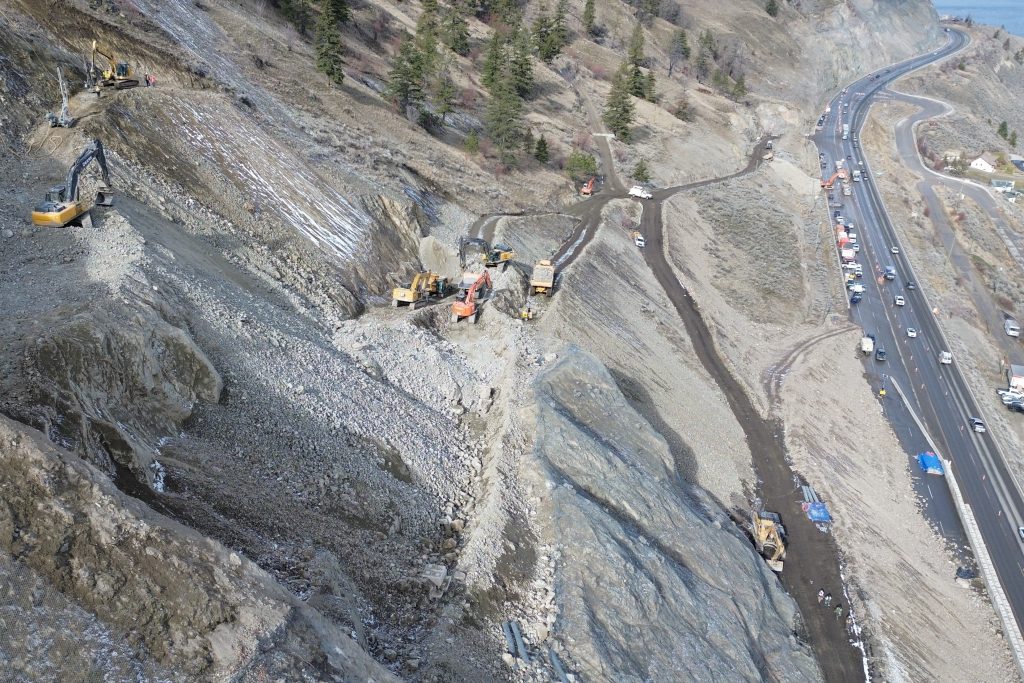 , 202403Highway 97 rockslide site aerial view