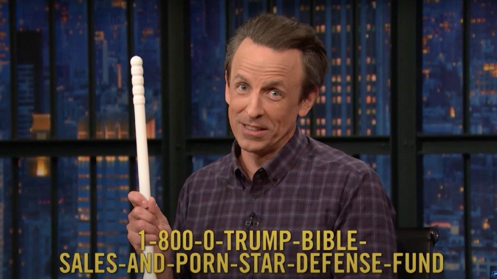 , 202403seth meyers trump plunger